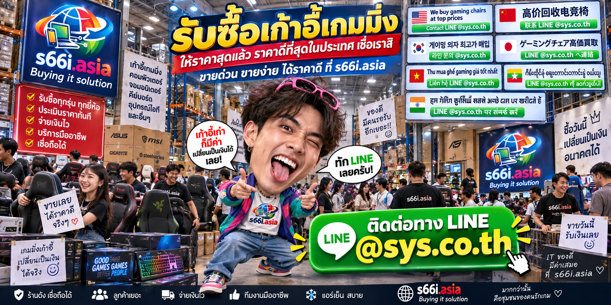 s66i.asia รับซื้อเก้าอี้เกมมิ่ง ติดต่อ LINE @sys.co.th