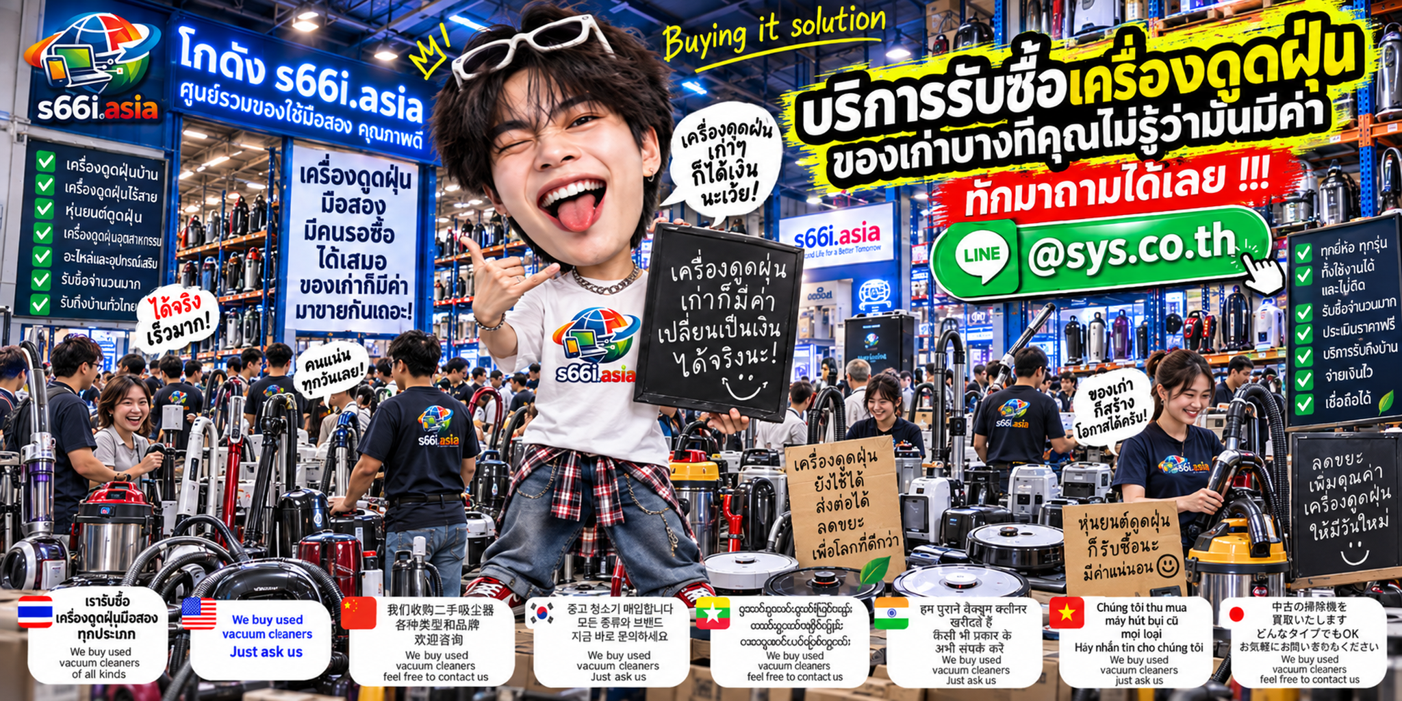 โกดังรับซื้อเครื่องดูดฝุ่น s66i.asia มีเครื่องหลายประเภทและลูกค้าเข้ามาใช้บริการ