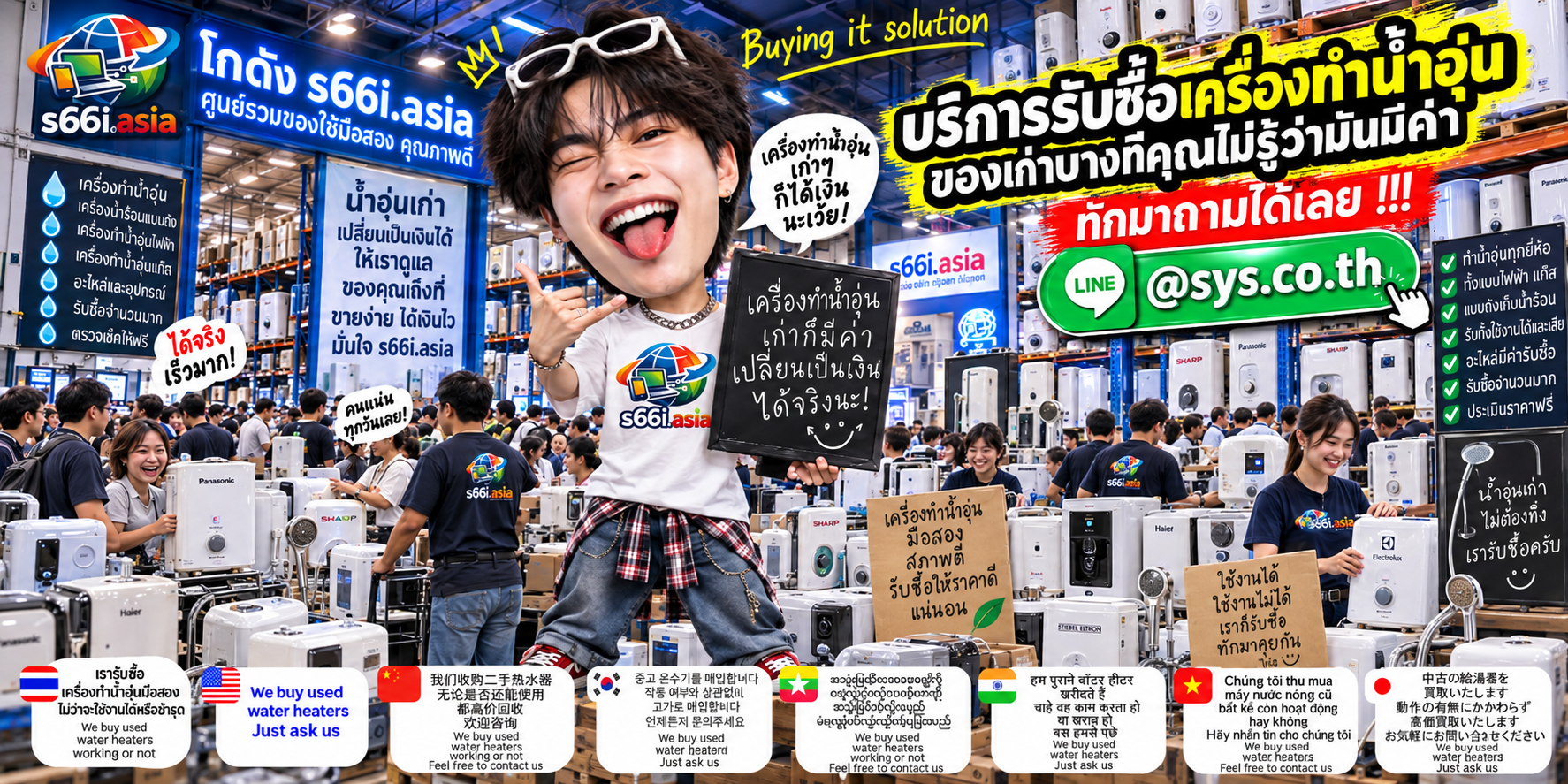 โกดังรับซื้อเครื่องทำน้ำอุ่น s66i.asia มีลูกค้านำเครื่องทำน้ำอุ่นมาประเมินจำนวนมาก