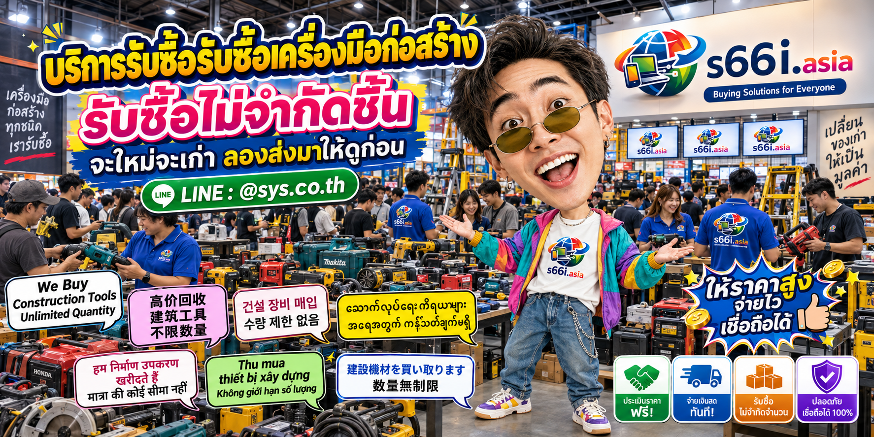 s66i.asia รับซื้อเครื่องมือก่อสร้าง ติดต่อ LINE @sys.co.th