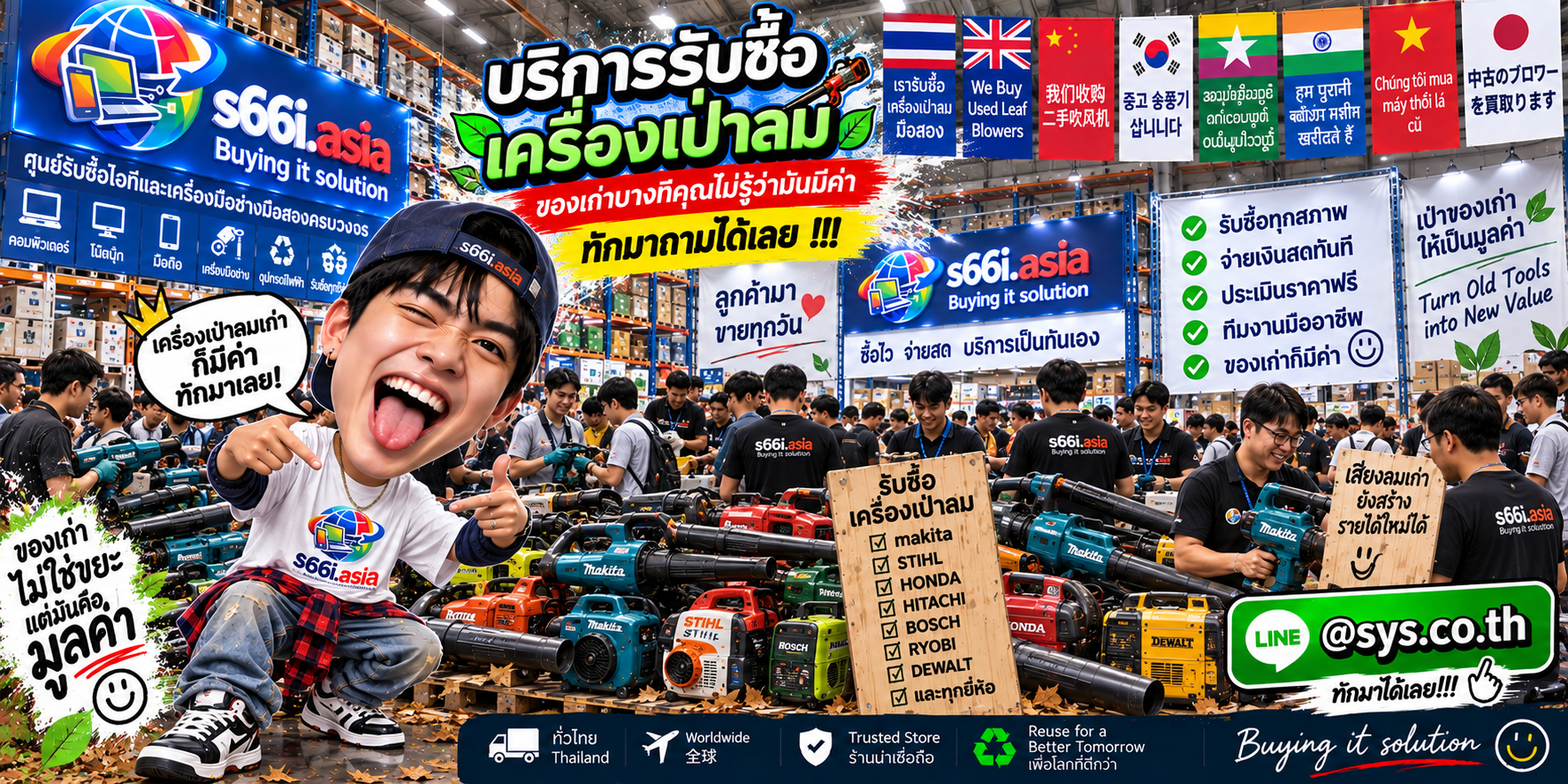 โกดังรับซื้อเครื่องเป่าลม s66i.asia มีเครื่องเป่าลมและลูกค้าจำนวนมาก
