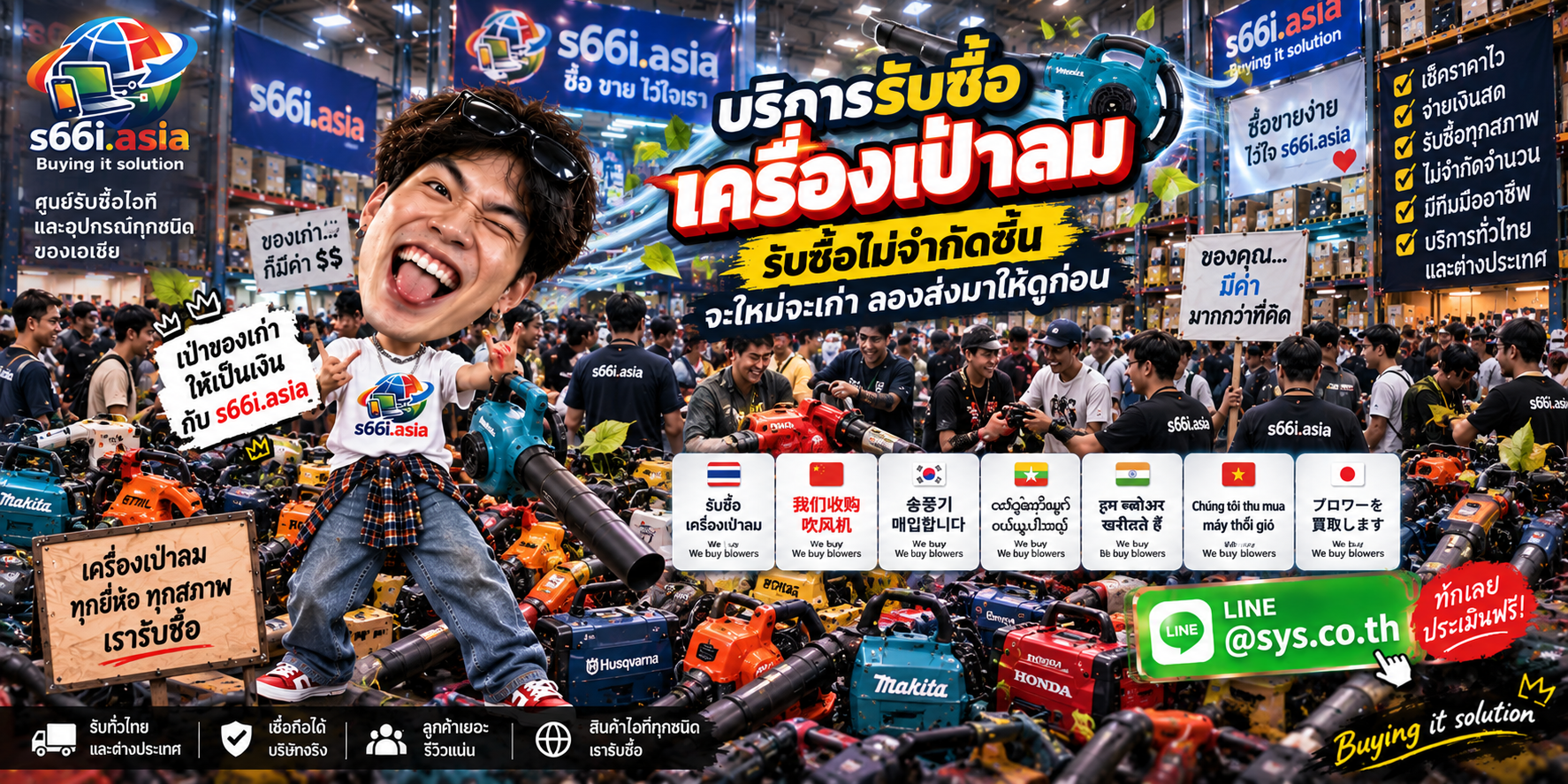 ทีมงาน s66i.asia รับซื้อเครื่องเป่าลมในโกดังเครื่องมือและอุปกรณ์