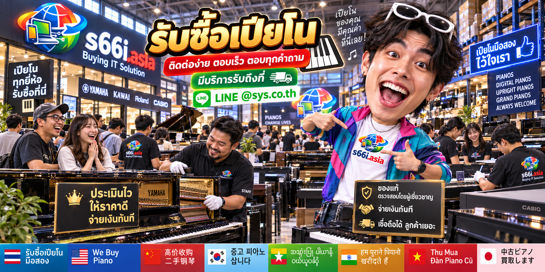 ช่องทาง LINE @sys.co.th สำหรับขายเปียโนให้ s66i.asia