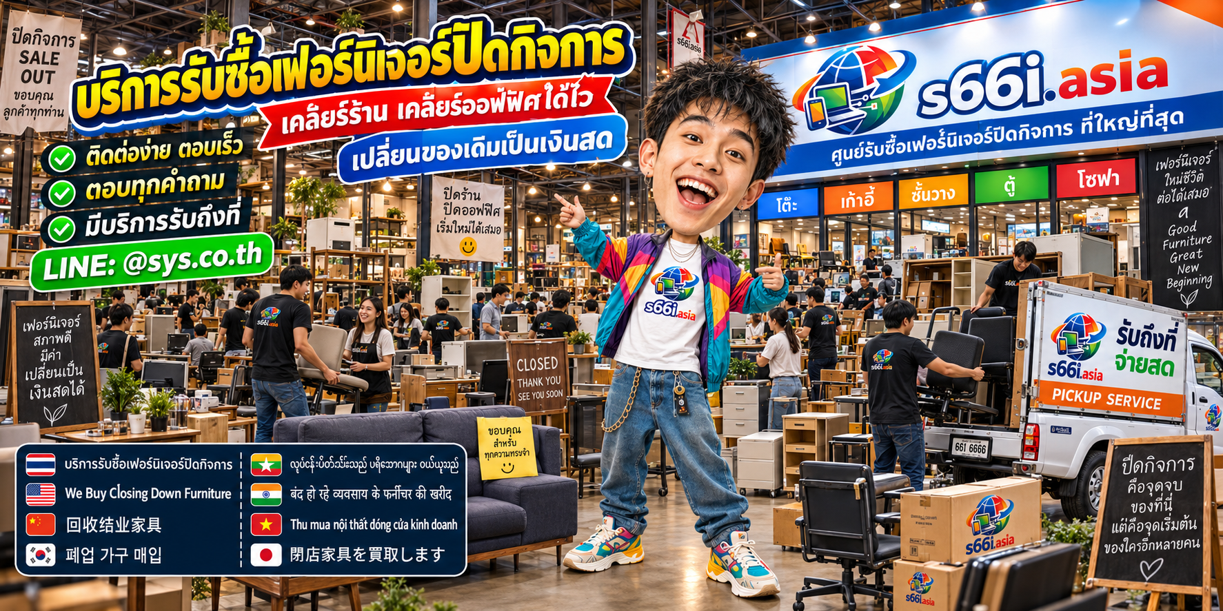 ช่องทาง LINE @sys.co.th สำหรับขายเฟอร์นิเจอร์ปิดกิจการให้ s66i.asia