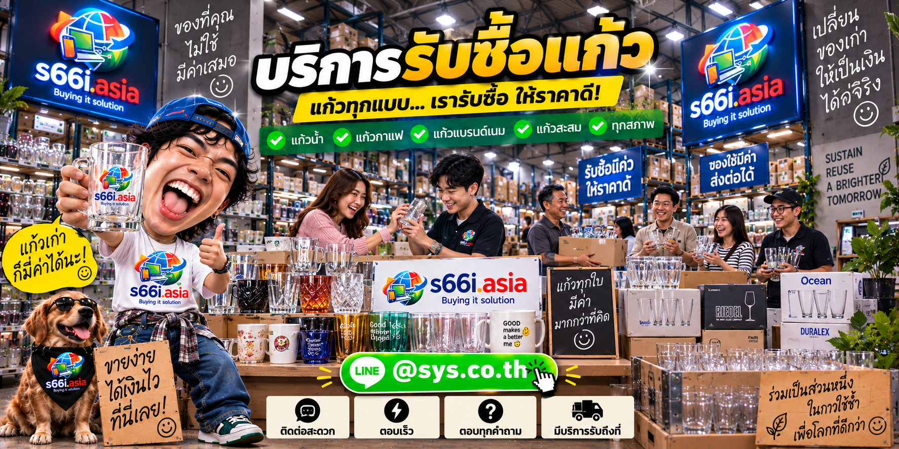ช่องทาง LINE @sys.co.th สำหรับขายแก้วให้ s66i.asia