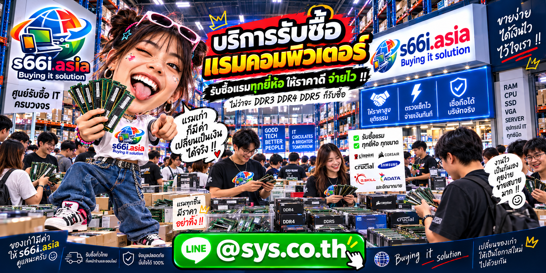 s66i.asia Buying IT Solution รับซื้อแรมคอมพิวเตอร์ ติดต่อ LINE @sys.co.th