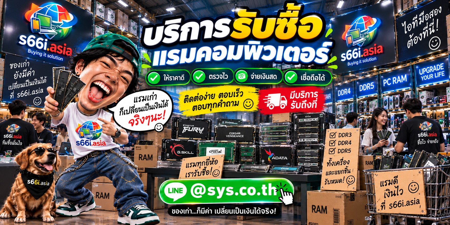 ช่องทาง LINE @sys.co.th สำหรับขายแรมคอมพิวเตอร์มือสองให้ s66i.asia