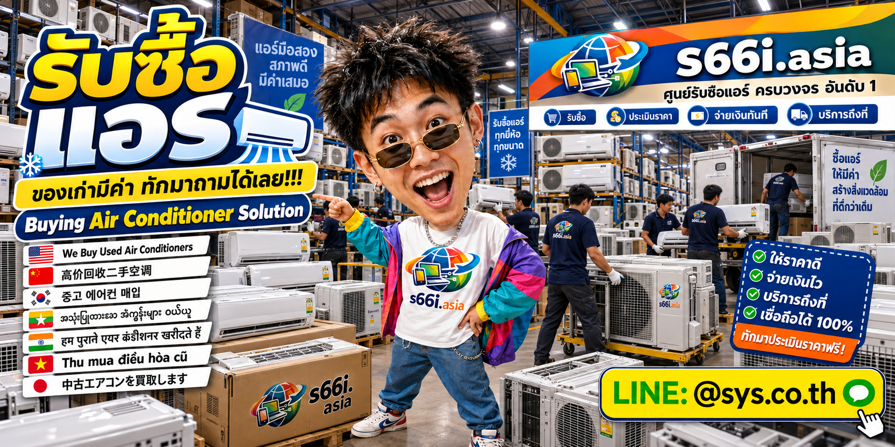 ทีมงาน s66i.asia รับซื้อแอร์ในโกดังและประเมินเครื่องปรับอากาศ
