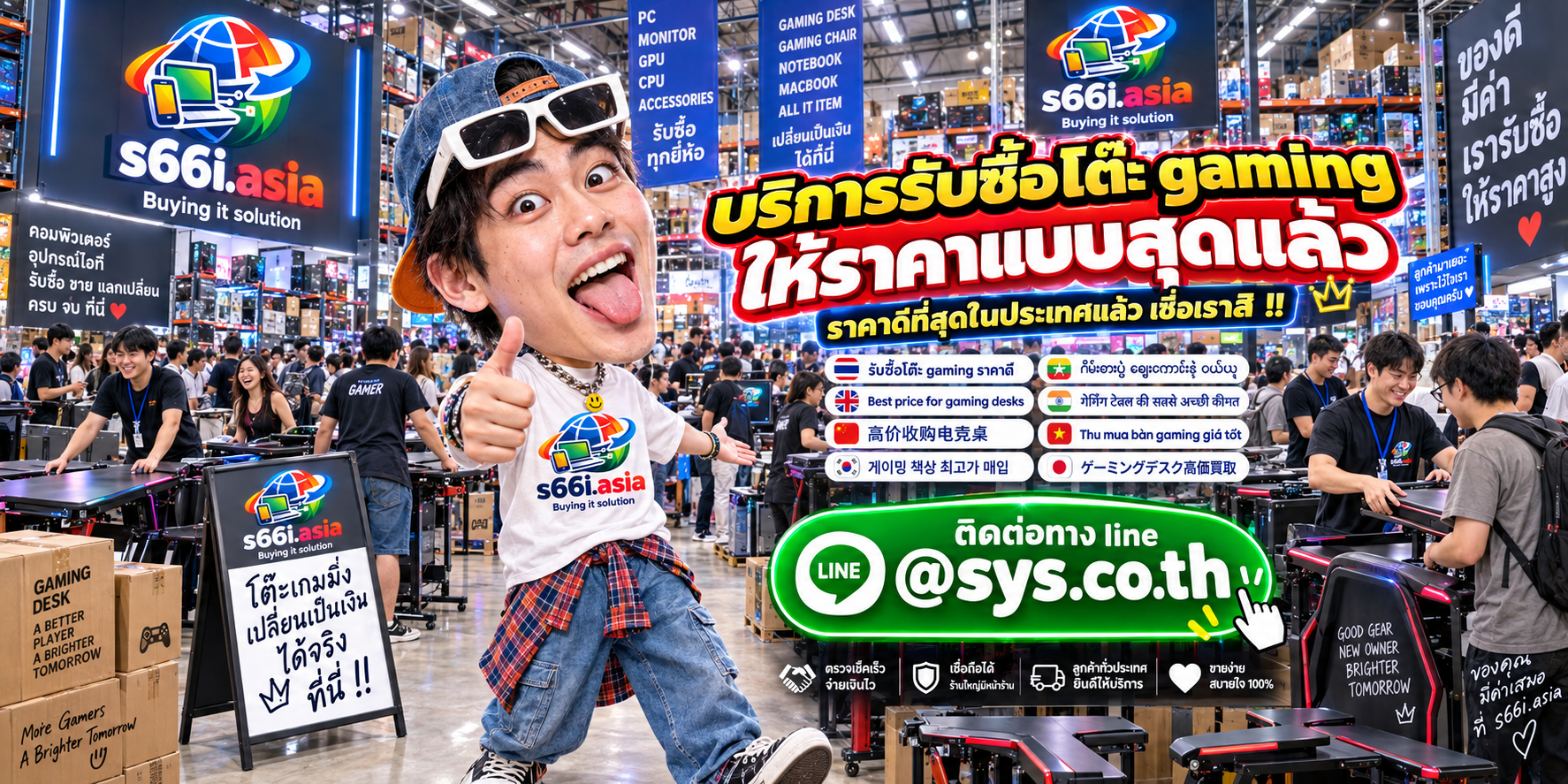 s66i.asia Buying IT Solution รับซื้อโต๊ะ gaming ติดต่อ LINE @sys.co.th