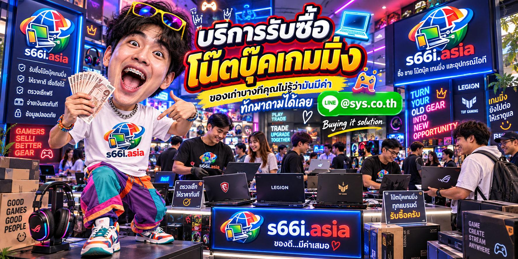 โกดังรับซื้อโน๊ตบุ๊คเกมมิ่ง s66i.asia มีลูกค้านำเครื่องมาประเมินจำนวนมาก