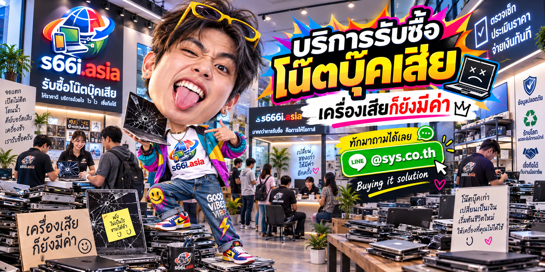 โกดังรับซื้อโน๊ตบุ๊คเสีย s66i.asia มีทีมประเมินและลูกค้านำเครื่องเสียมาขาย