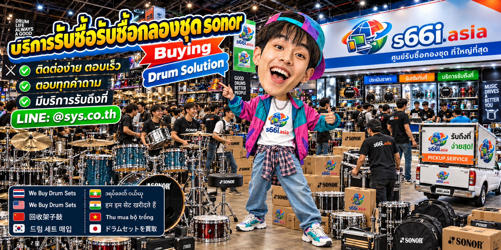 ช่องทาง LINE @sys.co.th สำหรับขายกลองชุด Sonor ให้ s66i.asia