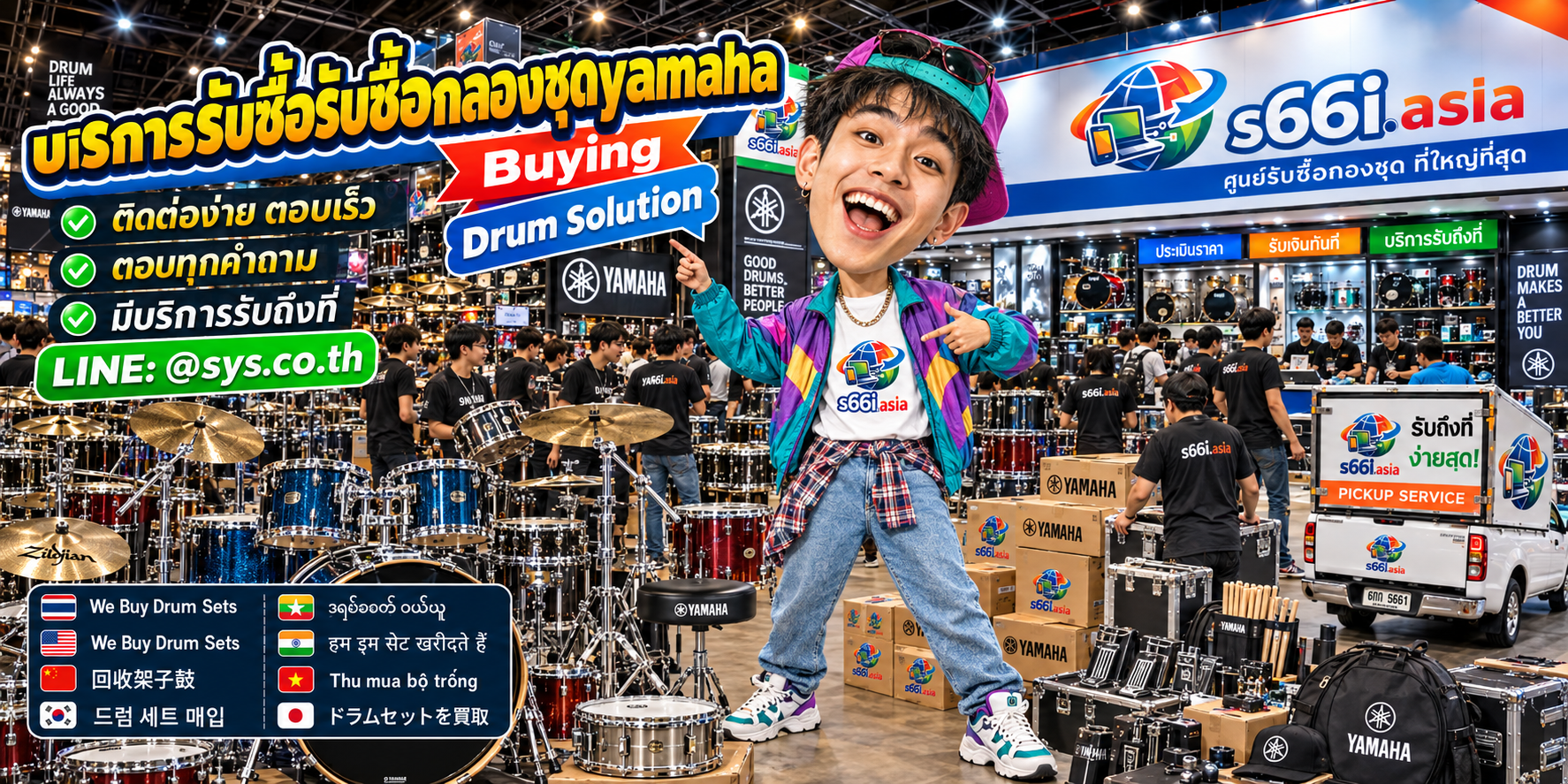 ช่องทาง LINE @sys.co.th สำหรับขายกลองชุด Yamaha ให้ s66i.asia