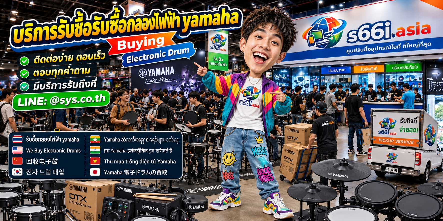 ช่องทาง LINE @sys.co.th สำหรับขายกลองไฟฟ้า Yamaha ให้ s66i.asia