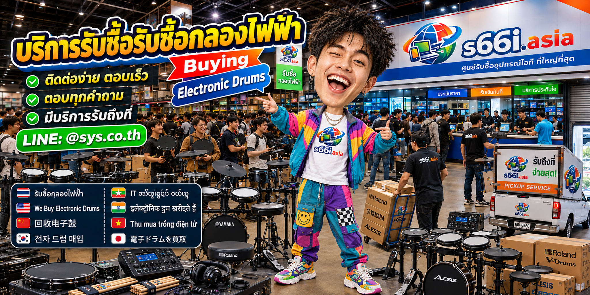 ช่องทาง LINE @sys.co.th สำหรับขายกลองไฟฟ้ามือสองให้ s66i.asia