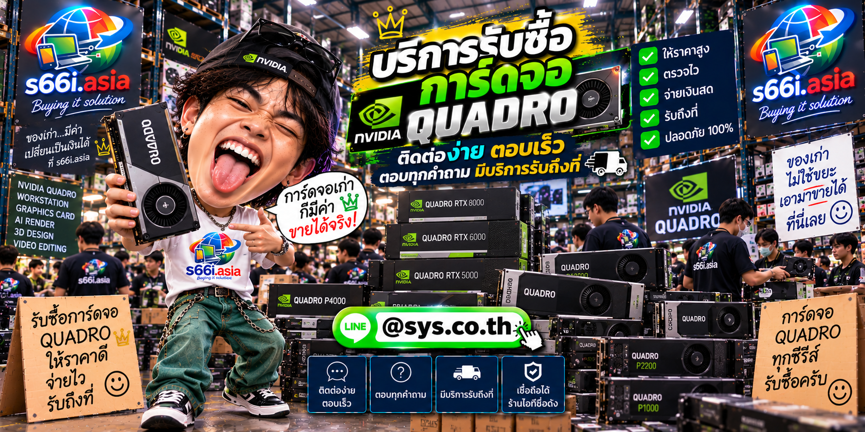 ช่องทาง LINE @sys.co.th สำหรับขายการ์ดจอ quadro ให้ s66i.asia