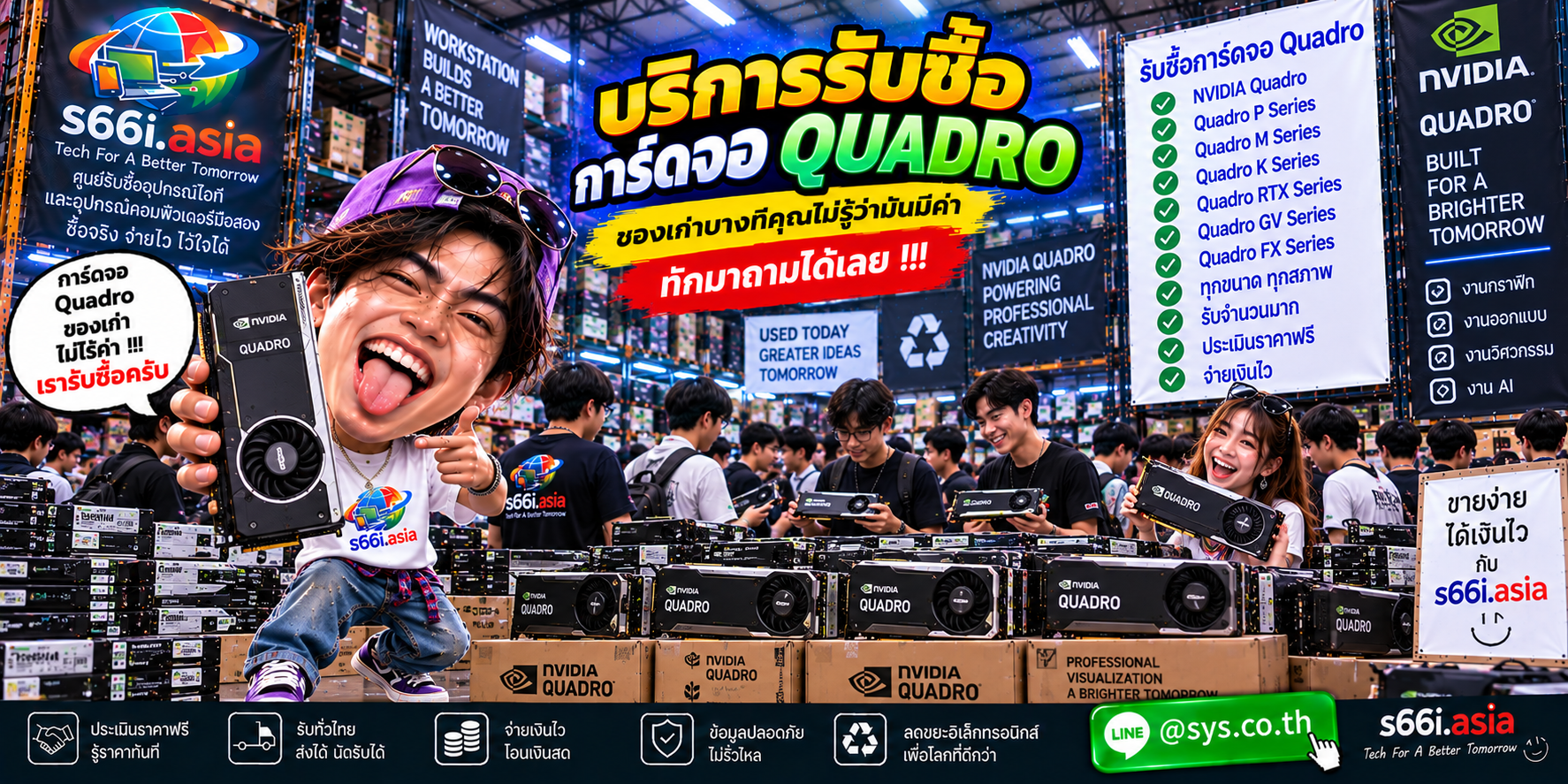 โกดังรับซื้อการ์ดจอ quadro s66i.asia มีลูกค้านำการ์ด Workstation มาประเมินจำนวนมาก