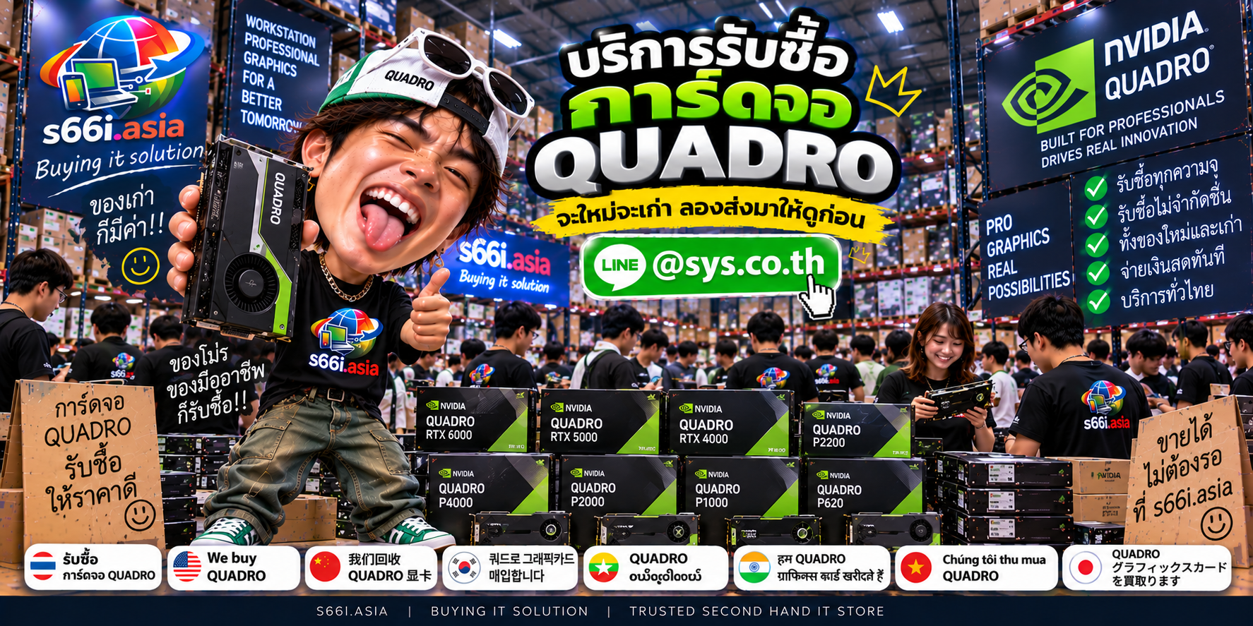 ทีมงาน s66i.asia รับซื้อการ์ดจอ quadro และ Workstation GPU ในโกดังไอที
