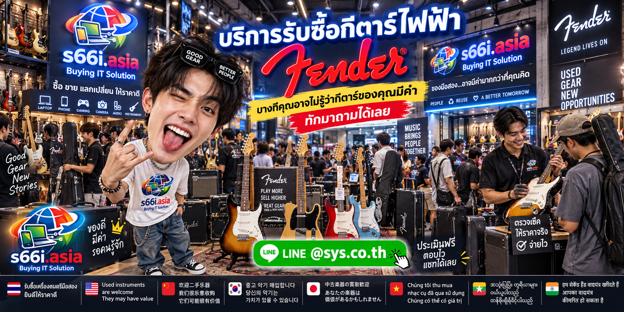 โกดังกีต้าร์ไฟฟ้า Fender และทีมงาน s66i.asia รับซื้อ Fender มือสองในประเทศไทย