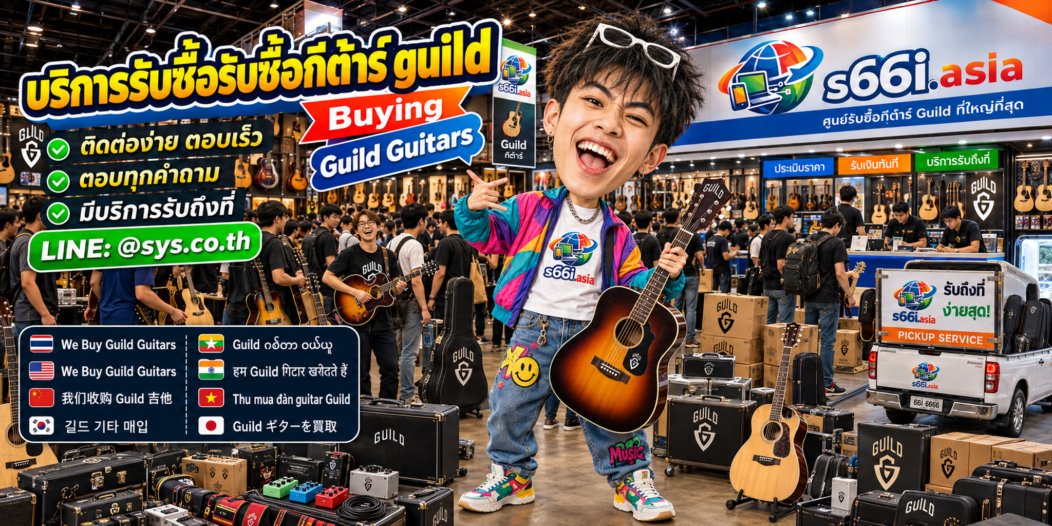 ช่องทาง LINE @sys.co.th สำหรับขายกีต้าร์ Guild ให้ s66i.asia