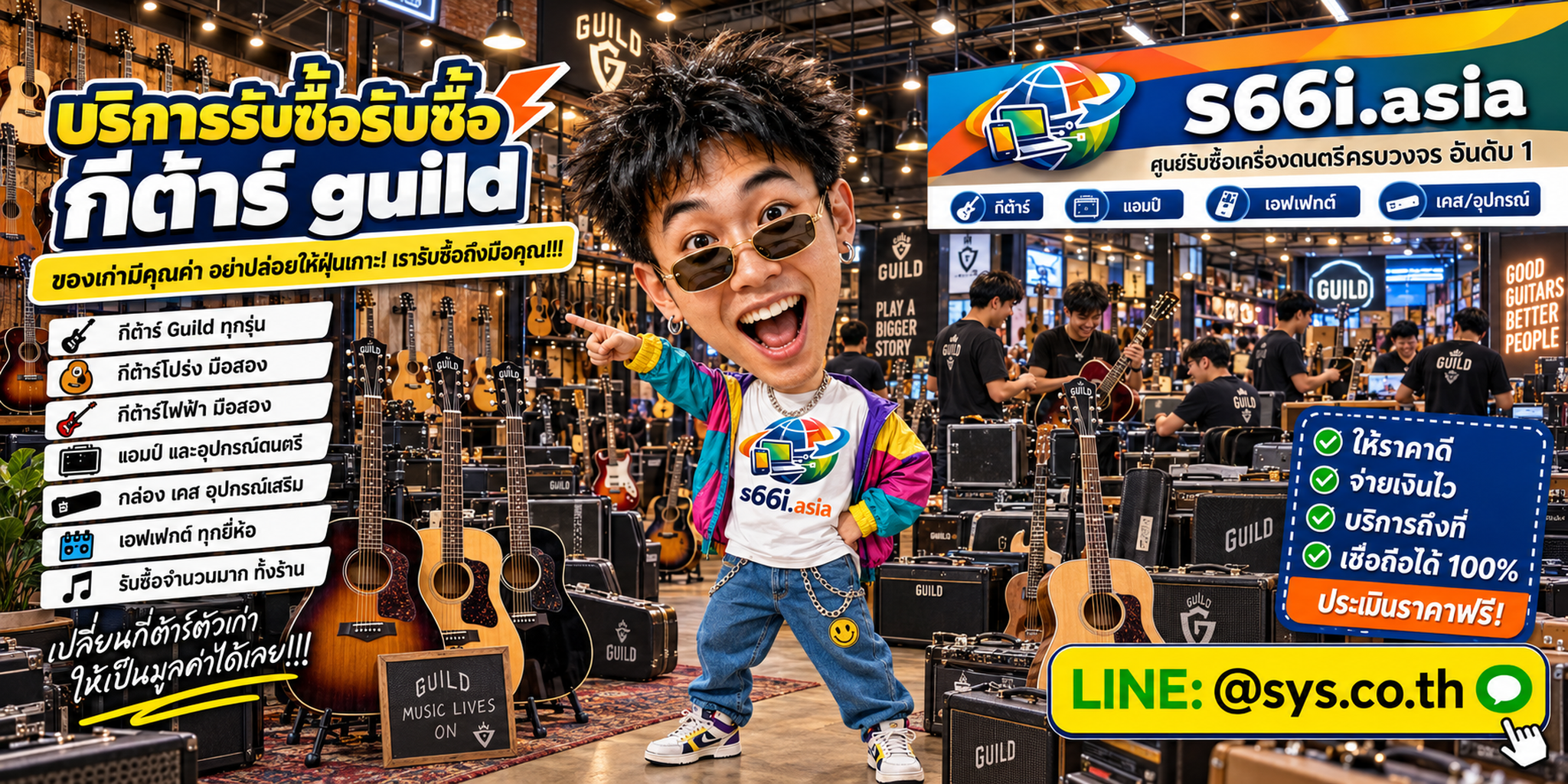 ทีมงาน s66i.asia รับซื้อกีต้าร์ Guild ในโกดังเครื่องดนตรี