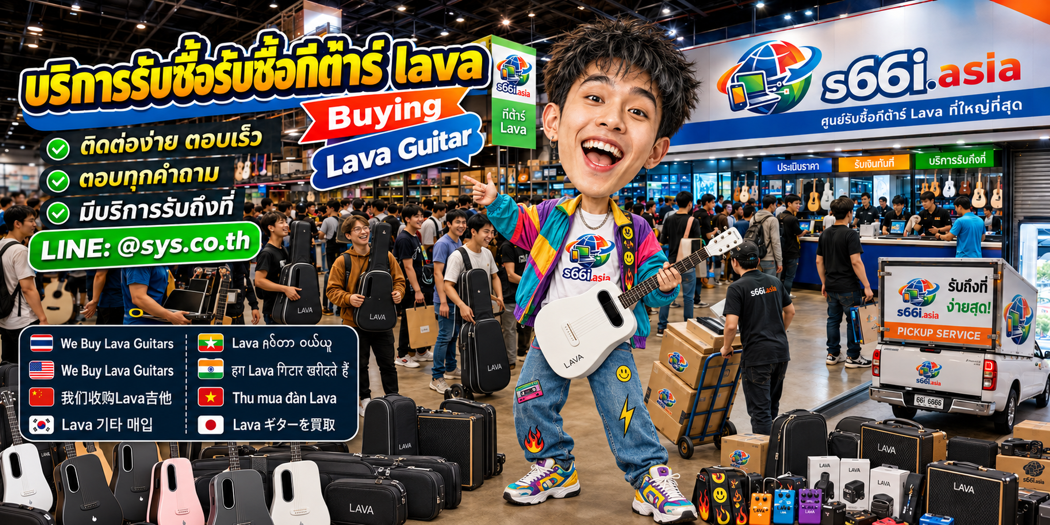 LINE @sys.co.th สำหรับส่งข้อมูลกีต้าร์ LAVA ให้ s66i.asia ประเมิน