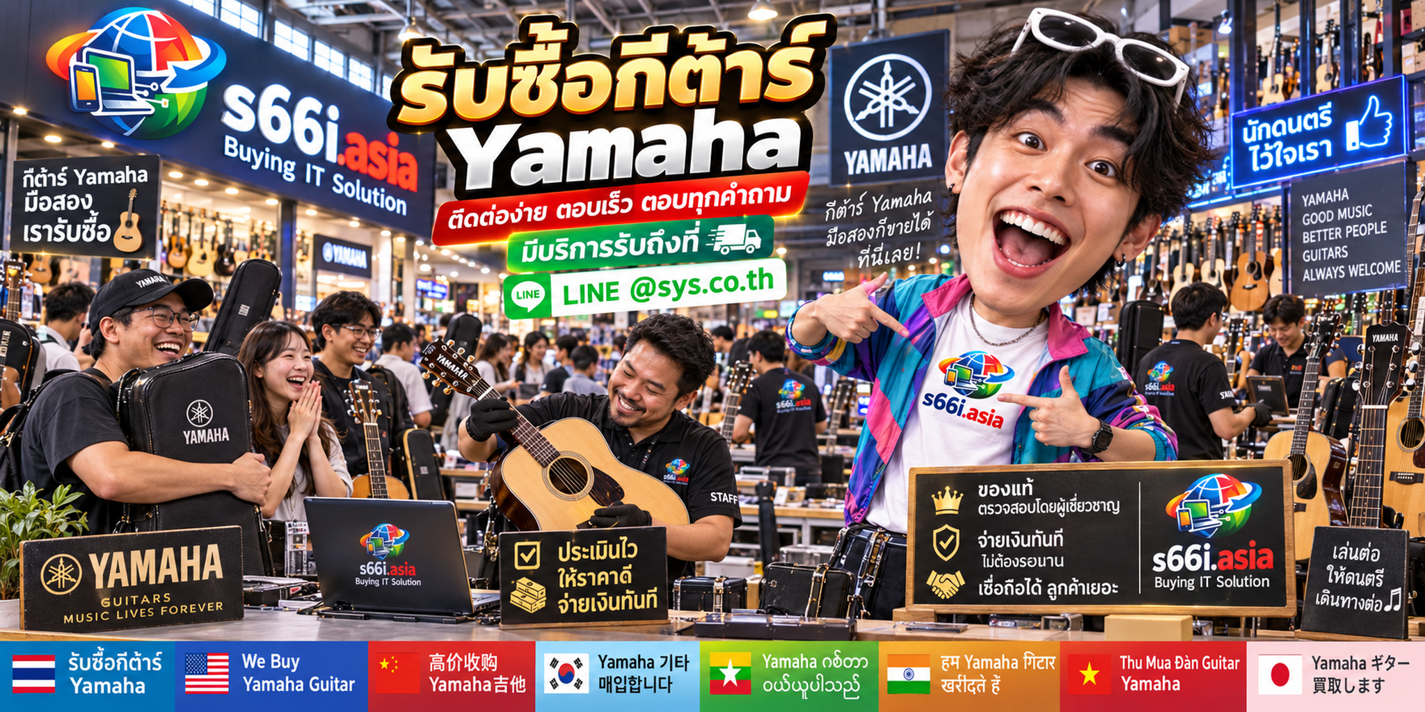 ช่องทาง LINE @sys.co.th สำหรับขายกีต้าร์ Yamaha ให้ s66i.asia
