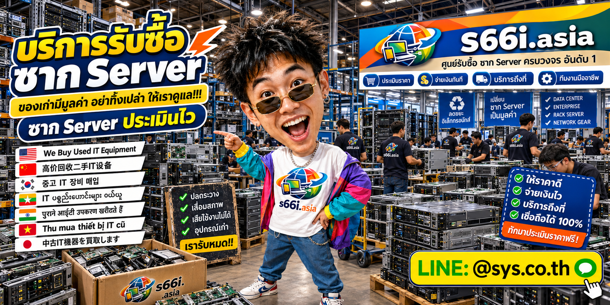ทีมงาน s66i.asia รับซื้อซาก Server มือสองในโกดังไอที