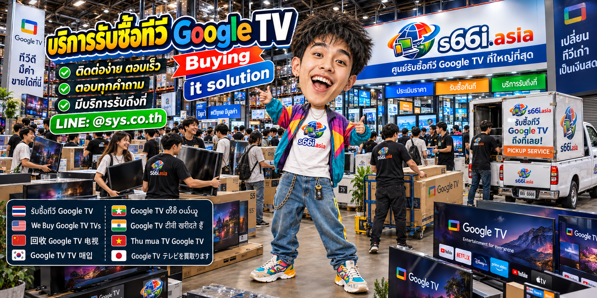 ช่องทาง LINE @sys.co.th สำหรับขายทีวี Google TV ให้ s66i.asia