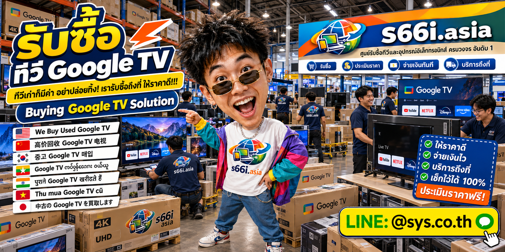ทีมงาน s66i.asia รับซื้อทีวี Google TV ในโกดังทีวีและโกดังไอที
