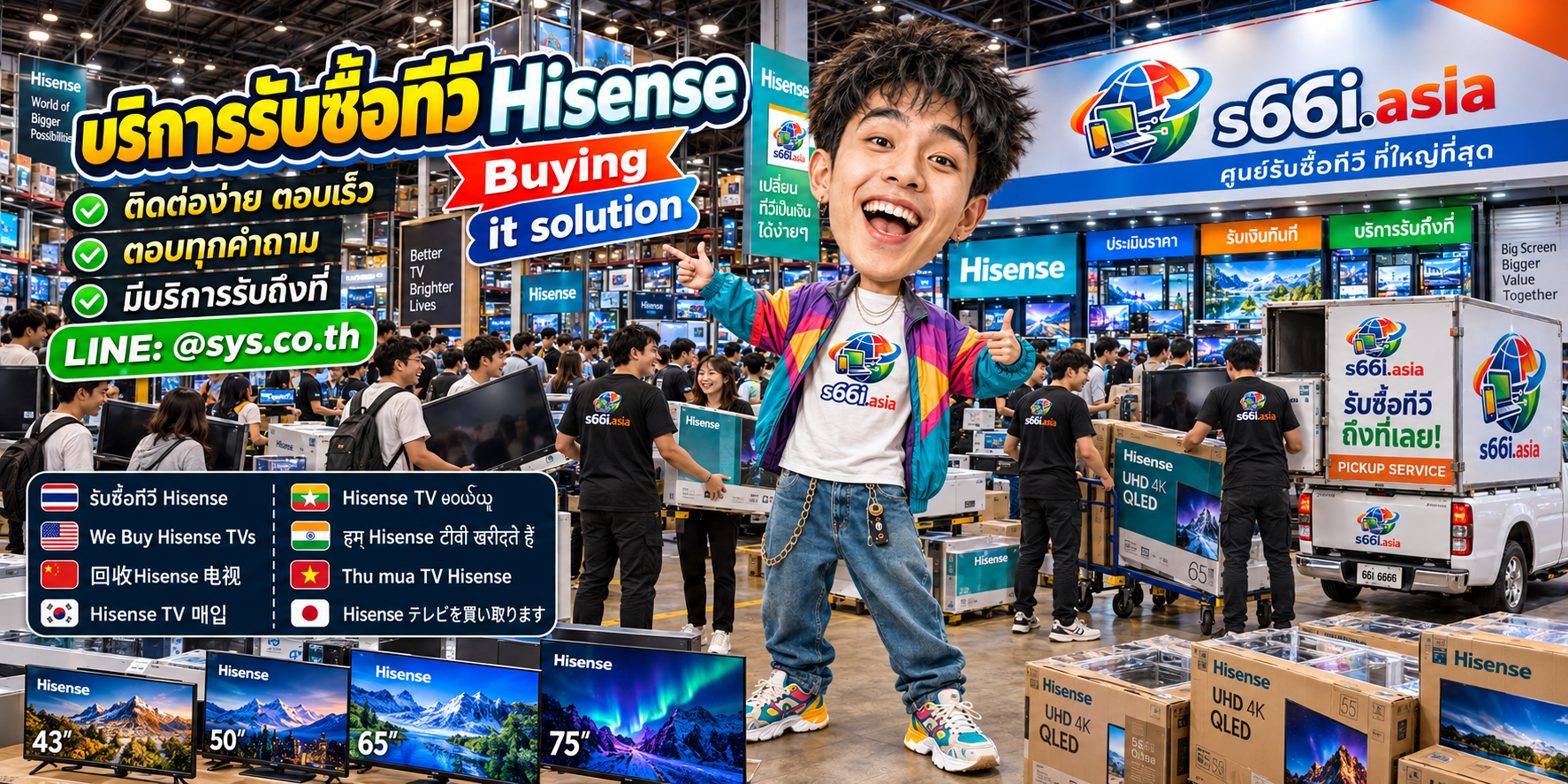 ช่องทาง LINE @sys.co.th สำหรับส่งรูปและรหัสรุ่นทีวี Hisense เพื่อประเมิน