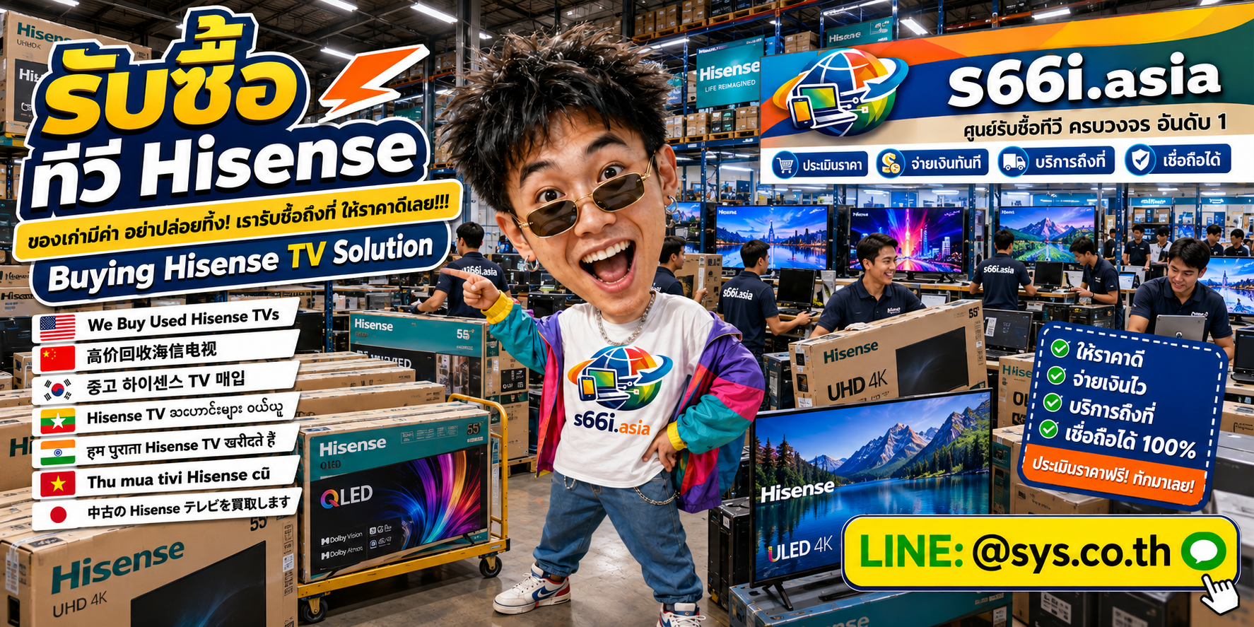 ทีมงาน s66i.asia ให้บริการรับซื้อทีวี Hisense และวางแผนงานรับถึงที่