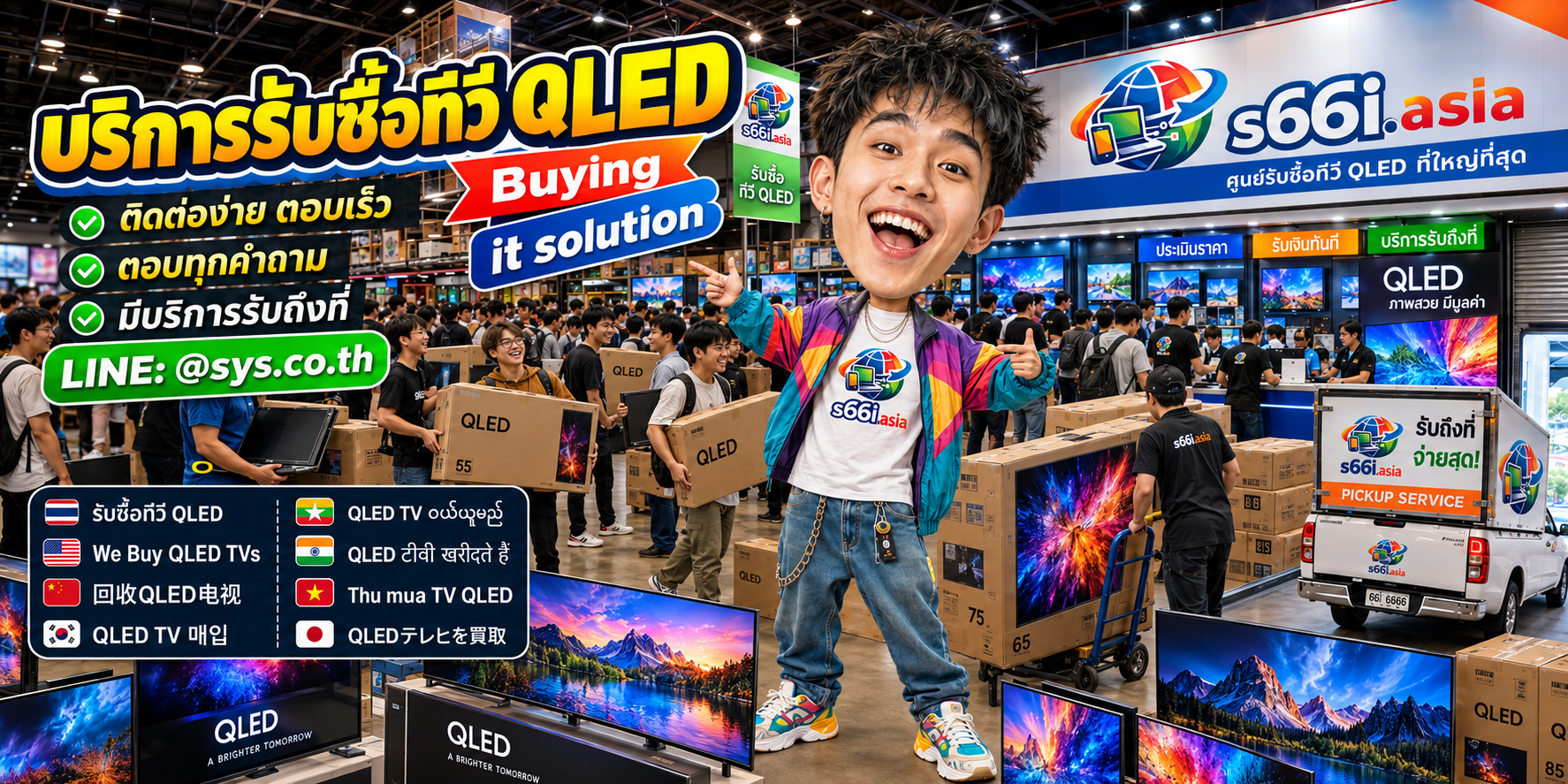 ช่องทาง LINE @sys.co.th สำหรับขายทีวี QLED ให้ s66i.asia