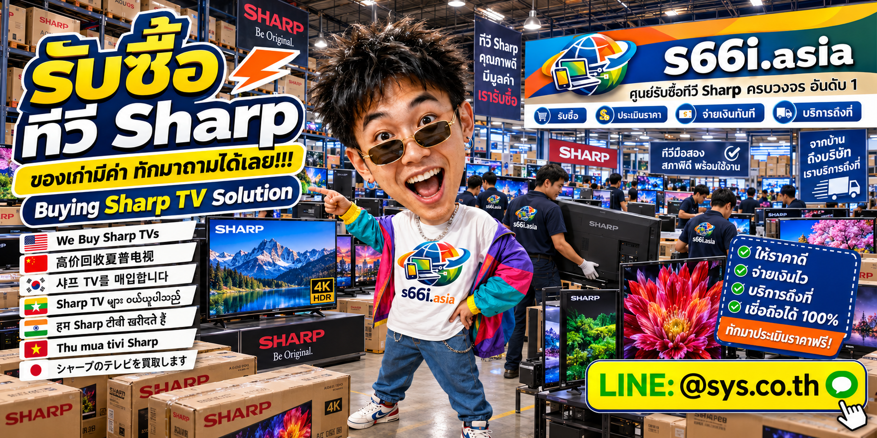 ทีมงาน s66i.asia รับซื้อทีวี Sharp ในโกดัง Buying IT Solution
