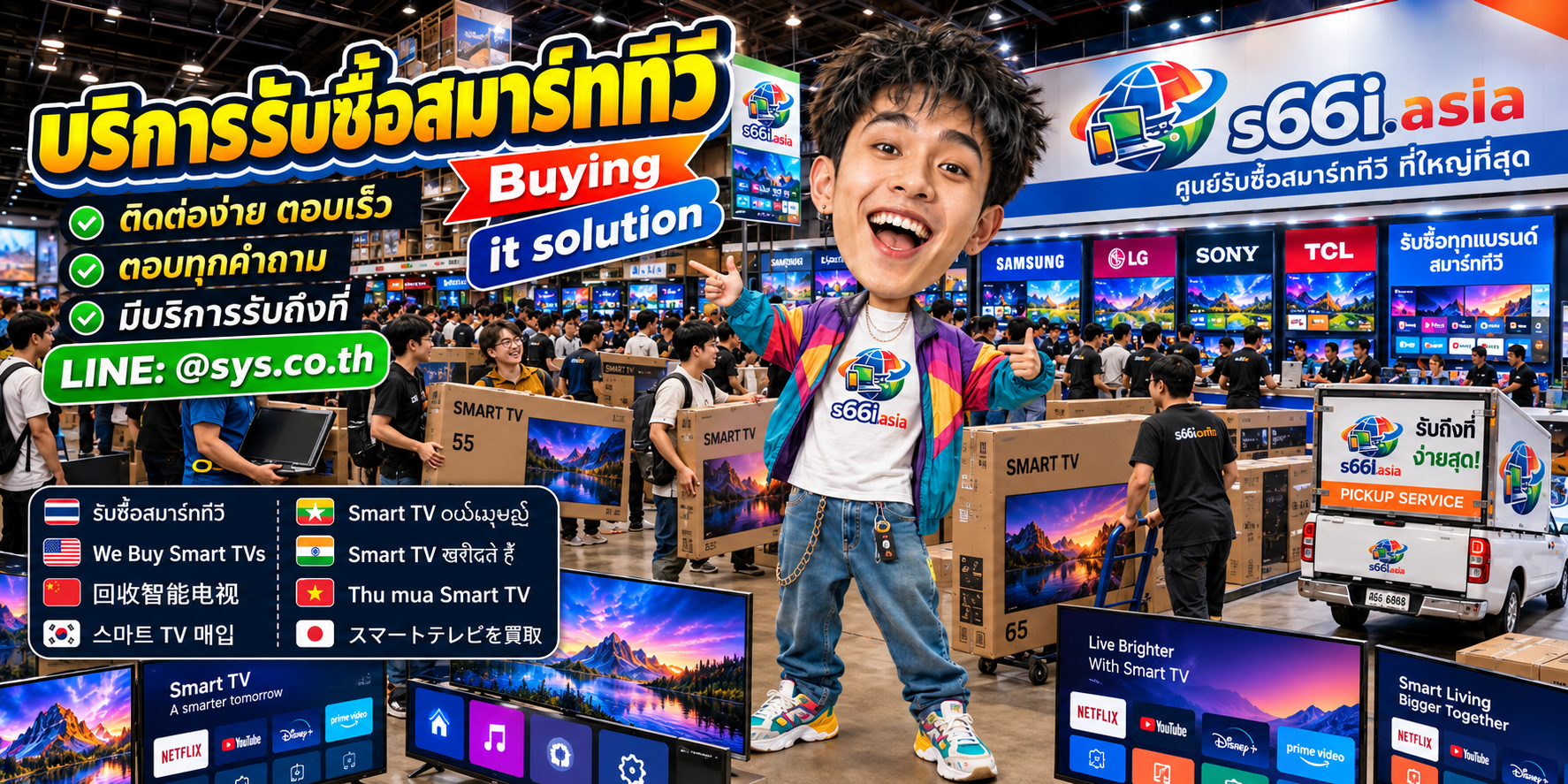 ช่องทาง LINE @sys.co.th สำหรับขายทีวี Smart TV ให้ s66i.asia