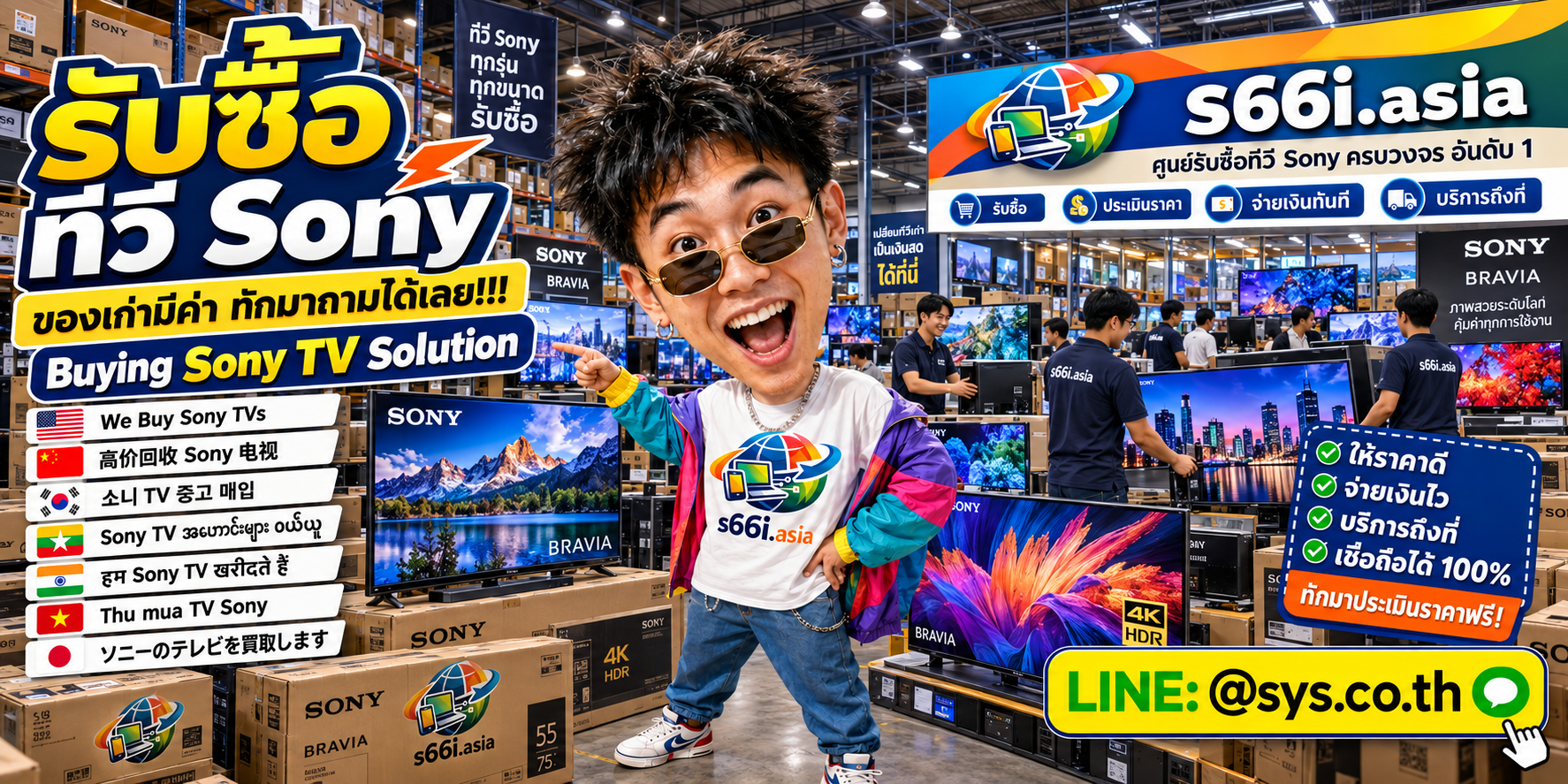 ทีมงาน s66i.asia รับซื้อทีวี Sony และ Sony BRAVIA ในโกดังทีวี