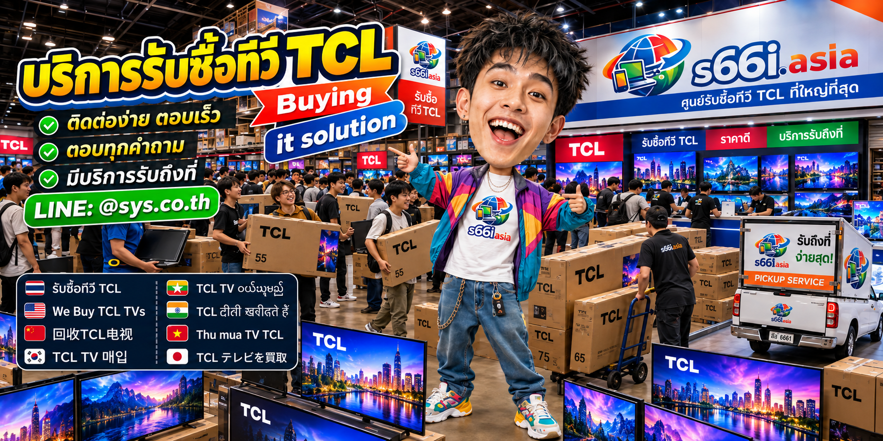 ช่องทาง LINE @sys.co.th สำหรับขายทีวี TCL ให้ s66i.asia