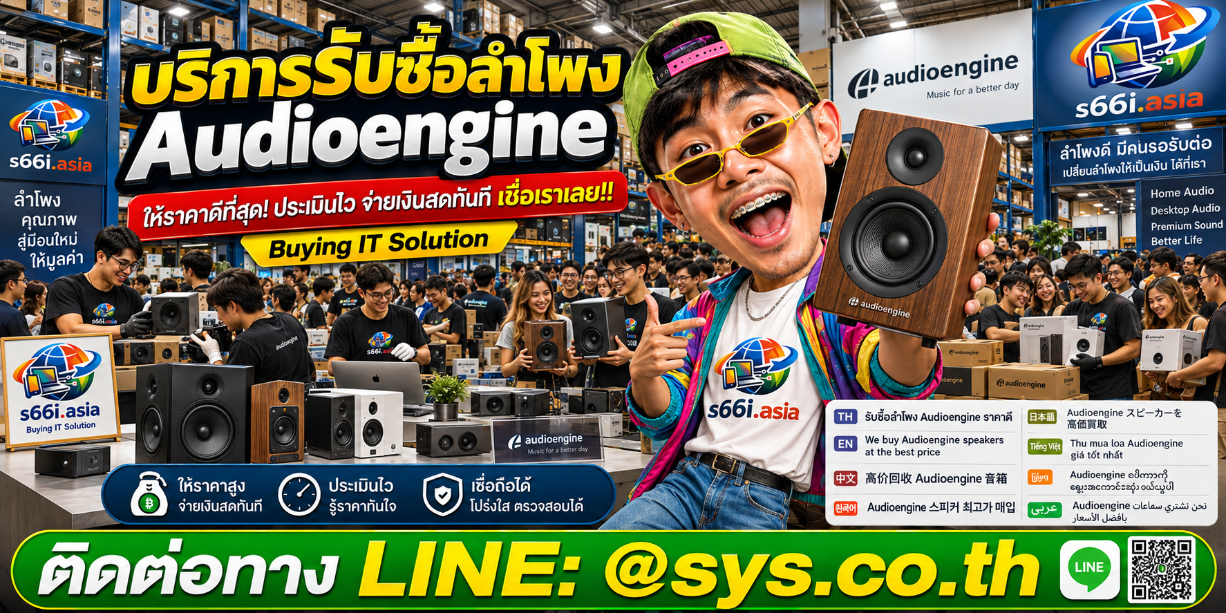 โกดังรับซื้อลำโพง audioengine ของ s66i.asia มีลูกค้านำลำโพงมาให้ประเมินจำนวนมาก