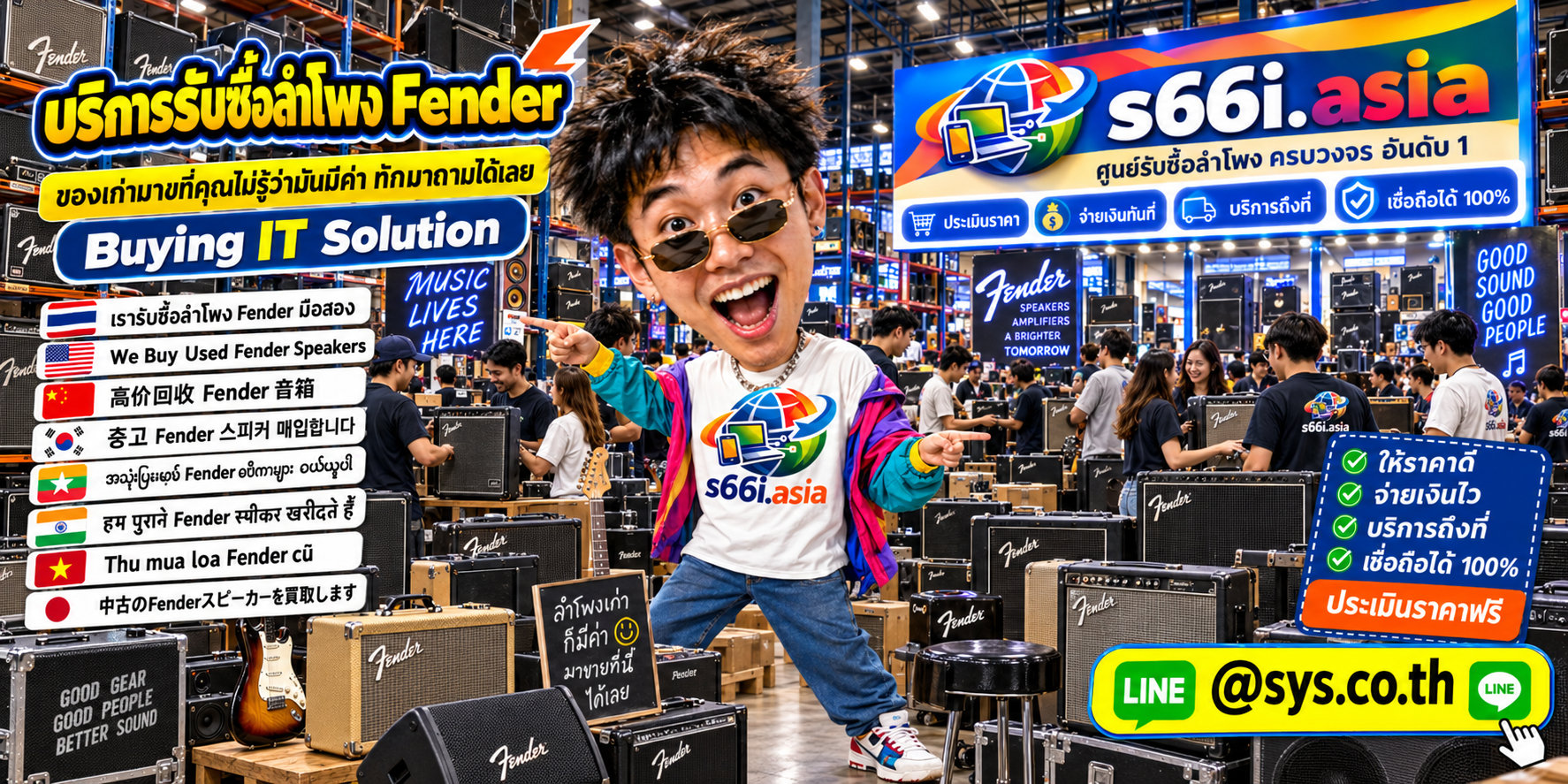 ทีมงาน s66i.asia รับซื้อลำโพง Fender ในโกดัง
