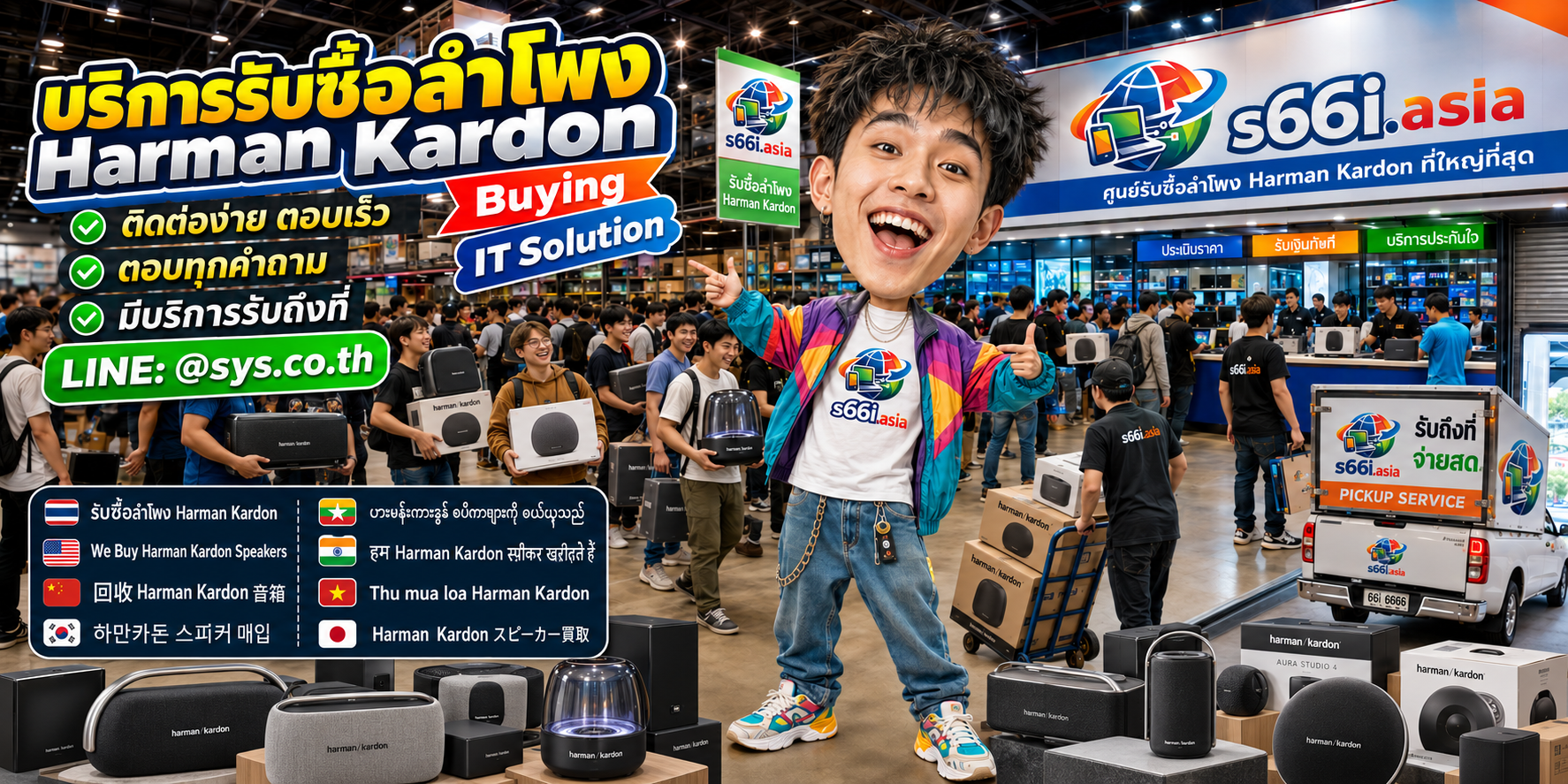 ช่องทาง LINE @sys.co.th สำหรับขายลำโพง Harman Kardon ให้ s66i.asia
