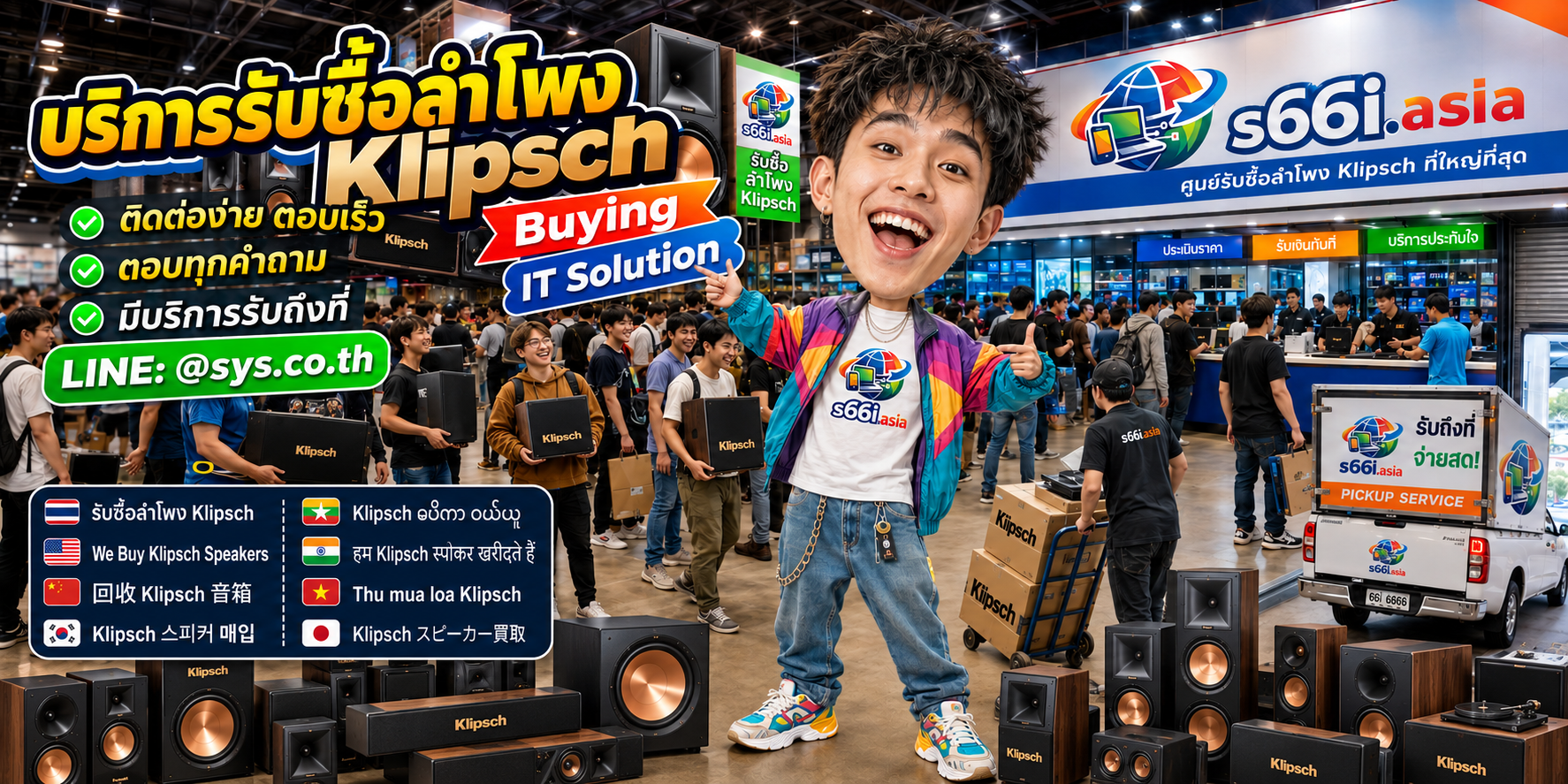 ช่องทาง LINE @sys.co.th สำหรับขายลำโพง Klipsch ให้ s66i.asia