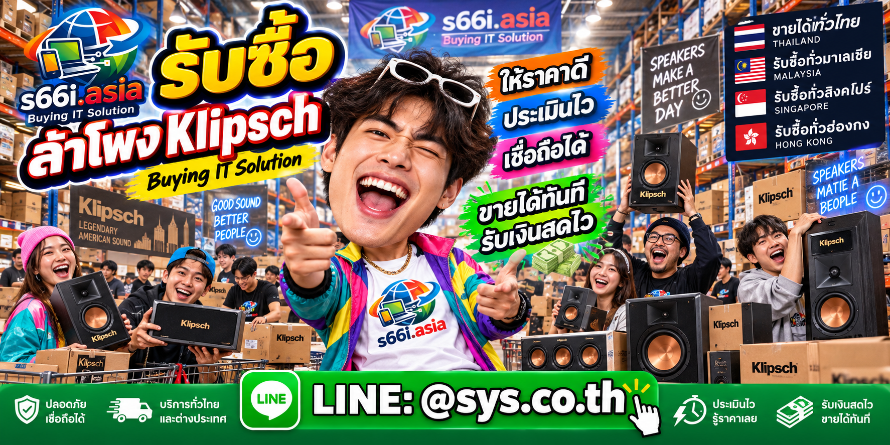 โกดังรับซื้อลำโพง Klipsch s66i.asia มีลูกค้าจำนวนมาก