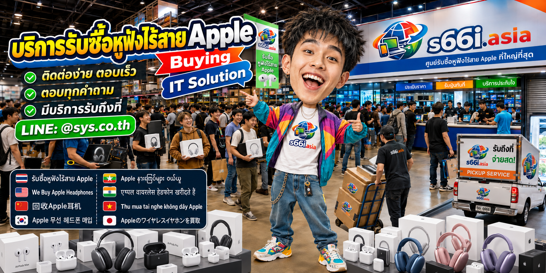 ช่องทาง LINE @sys.co.th สำหรับขายหูฟังไร้สาย apple ให้ s66i.asia