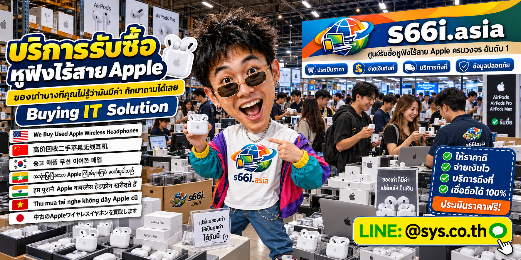 ทีมงาน s66i.asia รับซื้อหูฟังไร้สาย Apple ในโกดังไอที