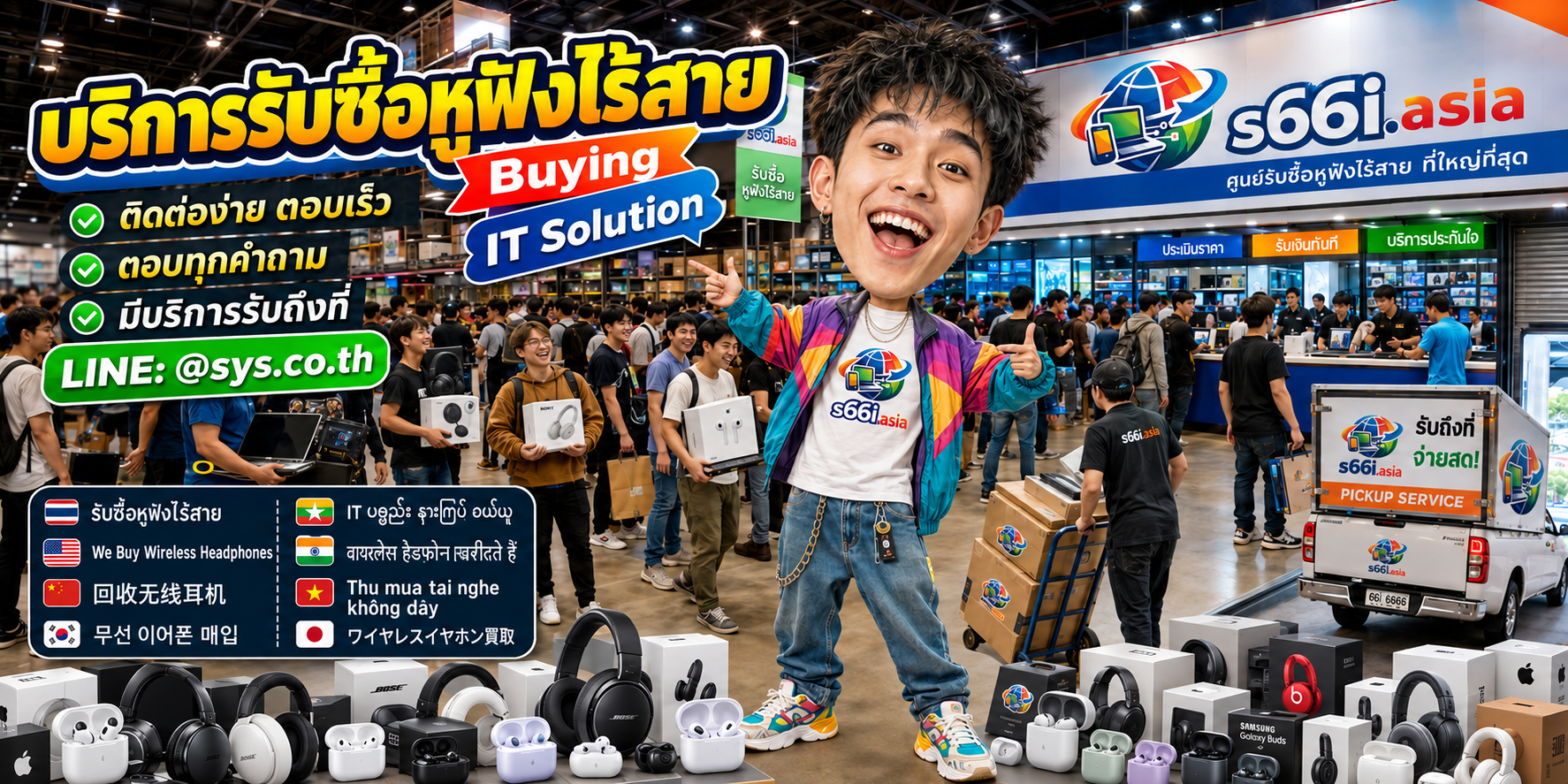 ช่องทาง LINE @sys.co.th สำหรับขายหูฟังไร้สายให้ s66i.asia