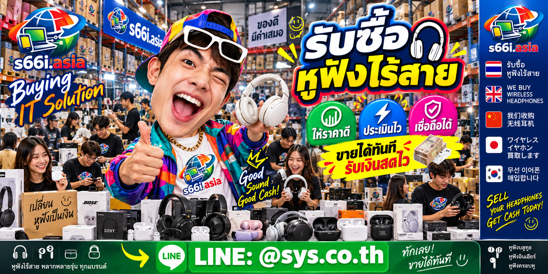 โกดังรับซื้อหูฟังไร้สาย s66i.asia มีสินค้าและลูกค้าจำนวนมาก