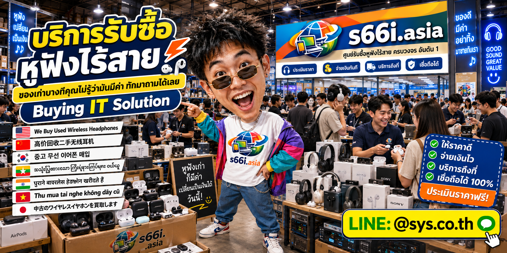 ทีมงาน s66i.asia รับซื้อหูฟังไร้สายในโกดังไอที