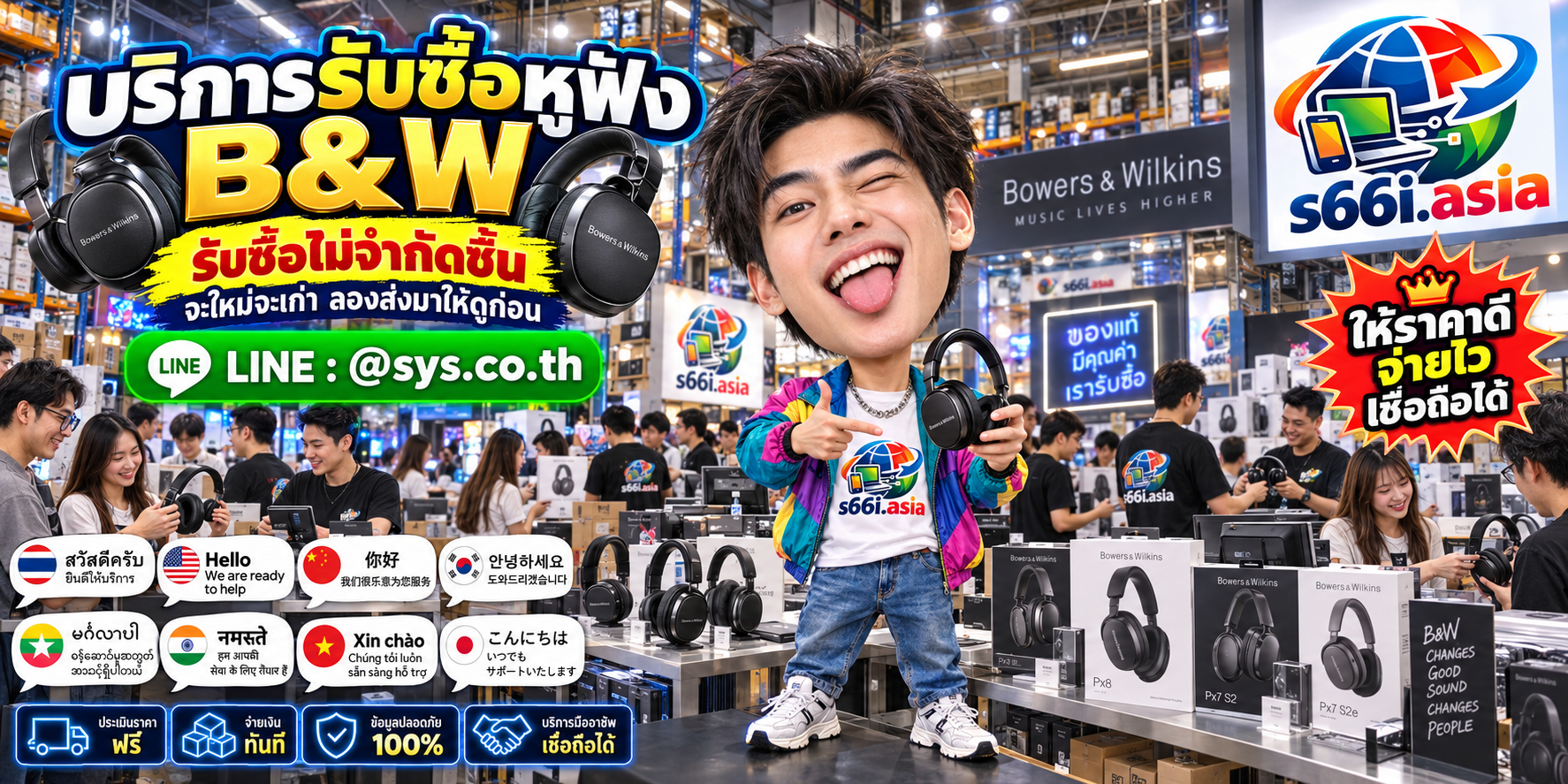 s66i.asia Buying IT Solution รับซื้อหูฟัง B&W ติดต่อ LINE @sys.co.th