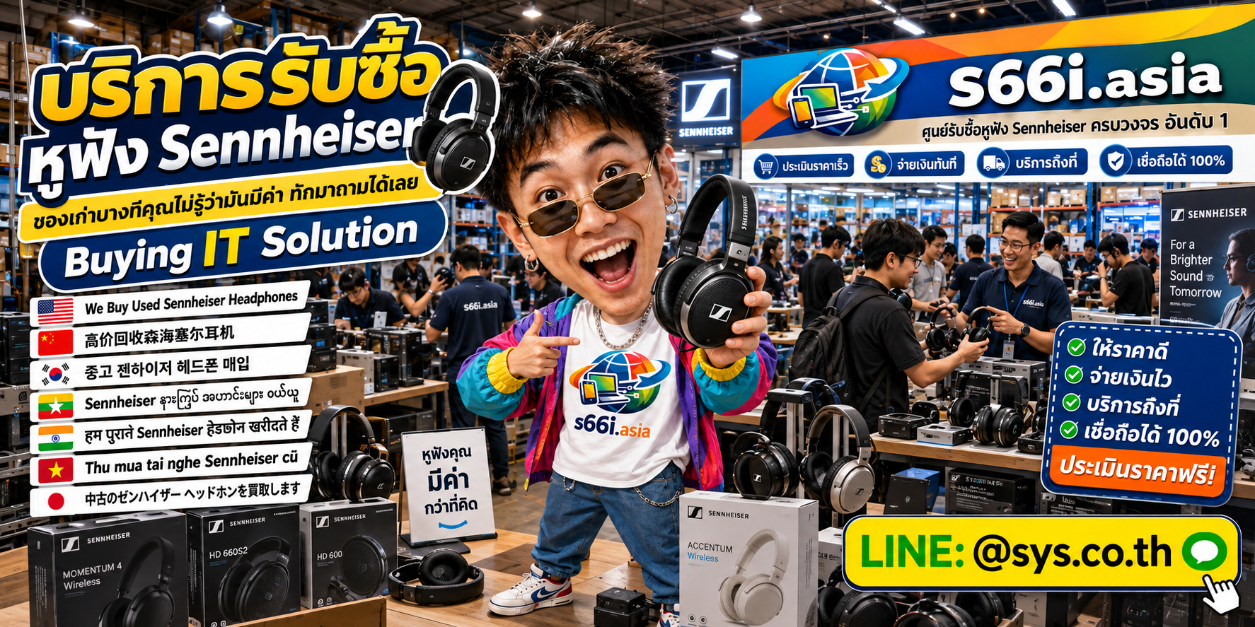 ทีมงาน s66i.asia รับซื้อหูฟัง Sennheiser ในโกดังไอที