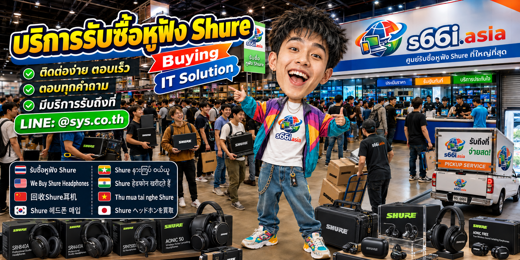 ช่องทาง LINE @sys.co.th สำหรับขายหูฟัง Shure ให้ s66i.asia